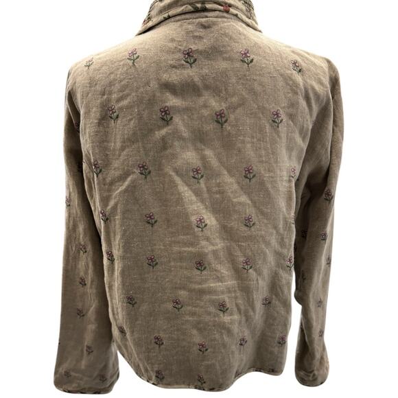 NEW!!"REVERSABLE" Artsy ,Floral, Cottage Core, Embroidered, 100% Linen,Blazer,PM - Picture 6 of 15